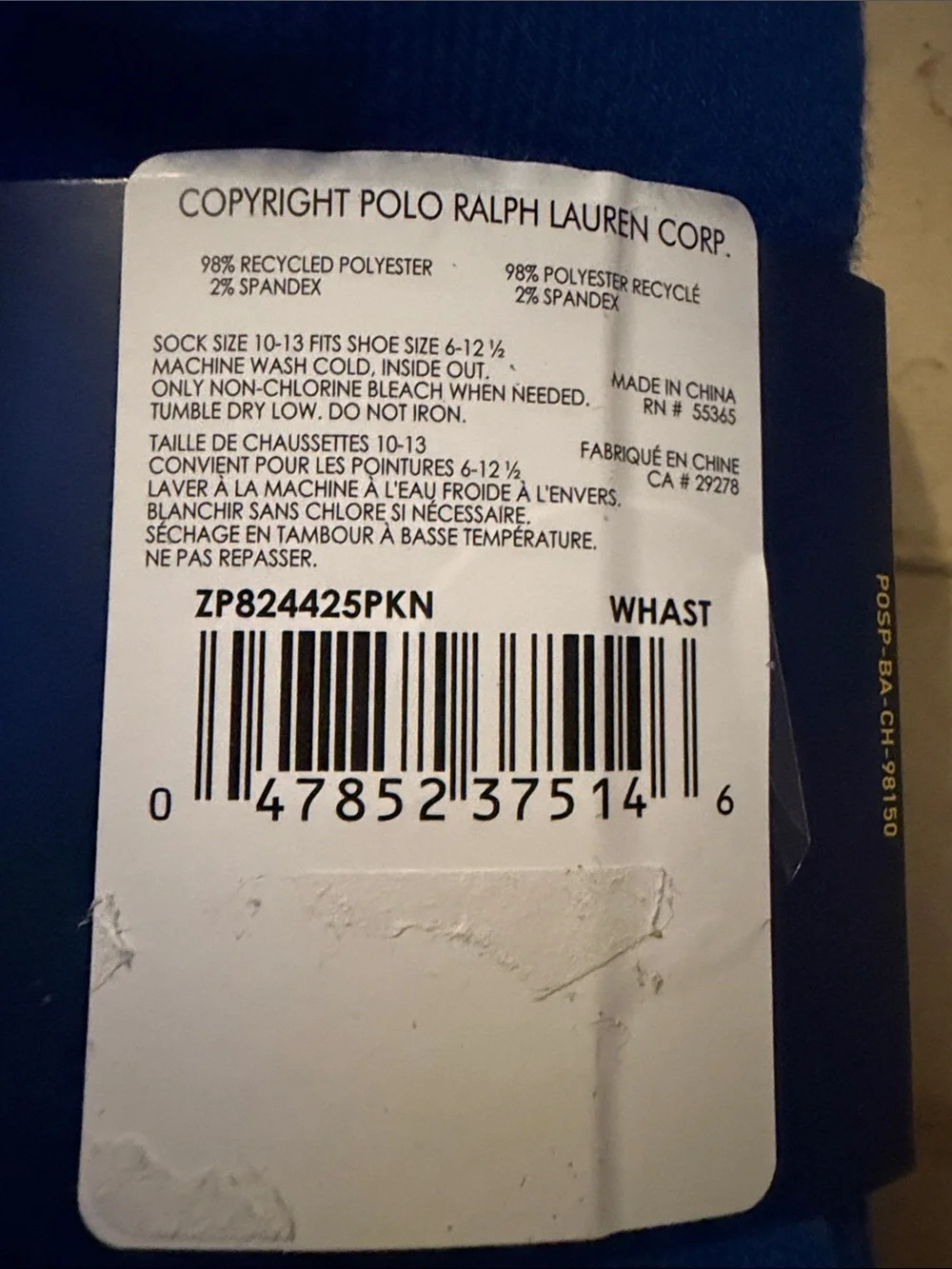 Polo by Ralph Lauren White & Navy Athletic Socks - 6 Pairs